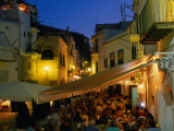 Crowded Outdoor Eateries in Old Town, Ibiza, Spain
