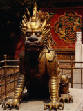 Gilt Imperial Lion Statue in the Forbidden City, Beijing, China