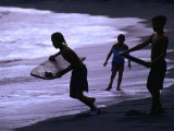 Buy Young Surfers on Black-Sand Beach, French Polynesia at AllPosters.com