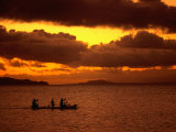 Buy Sunset Over the Sea with an Outrigger in Silhouette, Upolu, Samoa, Upolu at AllPosters.com