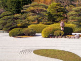 Bushes and Pagoda-Style Lamp in the Japanese Gardens, Washington Park, Portland, Oregon, USA