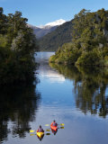 Kayaks, Moeraki River by Lake Moeraki, West Coast, South Island, New Zealand