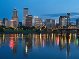 City Lights Glowing at Night, Portland, Oregon, USA