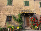 Old Home with Flowers at San Gimignano, Tuscany, Italy