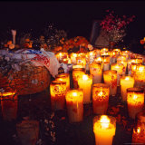 The Day of All Saints (Dia de Todos los Santos) Graves Adorned with Flowers, Michoacan, Mexico