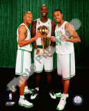 Kevin Garnett, Ray Allen, & Paul Pierce with the 2007-08 NBA Champion trophy