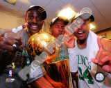 Kevin Garnett, Ray Allen, & Paul Pierce with the 2007-08 NBA Champion trophy