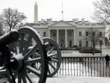 Buy A Light Dusting of Snow Covers the Ground in Front of the White House at AllPosters.com