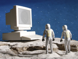 Buy Astronaut Figurines Standing White Computer at AllPosters.com