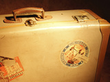 Buy Brown Antique Suitcase Covered in Travel Stickers at AllPosters.com