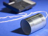 Black Telephone with Tin Can As Receiver