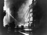 Firemen Using Hoses on the Inferno at Eastcheap London Ec at the Height of the Blitz