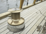 Brass Boat Moor on Wooden Pier Photographic Print