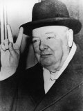 Winston Churchill in Later Life Making His Famous Wartime "V for Victory" Sign