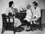 Mother Takes Her Little Girl to a Female Doctor for a Routine Examination