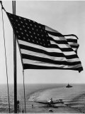 Buy Airplane on Battleship Deck with American Flag in Foreground, World War II at AllPosters.com