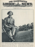 Miss Amy Johnson Overhauling Her Gypsy Moth Aeroplane after Landing in Australia