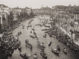 View from Above of the Grand Canal in Venice During a Historical Regatta