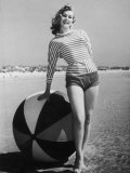 Buy Windswept Young Lady Wearing Shorts and a Stripey Dolman at AllPosters.com