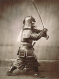 Samurai Brandishing Sword Art Print