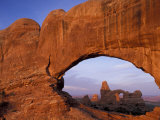 Buy Double Arch Frames Turret Arch at Dawn, Arches National Park, Utah, USA at AllPosters.com