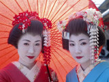 Apprentice Geisha (Maiko), Women Dressed in Traditional Costume, Kimono, Kyoto, Honshu, Japan
