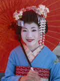 Apprentice Geisha (Maiko), Woman Dressed in Traditional Costume, Kimono, Kyoto, Honshu, Japan
