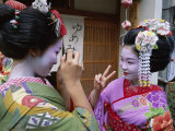 Apprentice Geisha (Maiko), Women Dressed in Traditional Costume, Kimono, Kyoto, Honshu, Japan