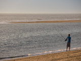 Early Morning Surfcasting on the Beach at Cape Cod National Seashore, Massachusetts, USA