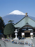 School Children and Temple, Mount Fuji, Honshu, Japan