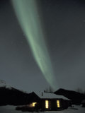 Northern Lights Curtain of Green Over a Miner's Cabin, Brooks Range, Alaska, USA