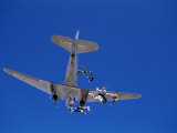 Low Angle View of a Group of People Skydiving