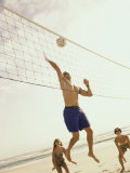 Buy Low Angle View of Three People Playing Volleyball on the Beach at AllPosters.com