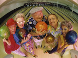 Buy High Angle View of a Group of Senior People Holding Bowling Balls at AllPosters.com