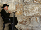 An Elderly Ultra-Orthodox Jew Prays at the Western Wall Plaza