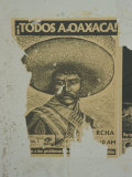 Weathered Street Poster Depicting Pancho Villa, Oaxaca, Mexico