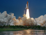 The Space Shuttle Discovery Rises from the Swamps Surrounding its Pad at Kennedy Space Center