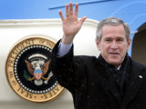 Buy U.S. President George W. Bush Waves as He Steps out of the Air Force One at AllPosters.com