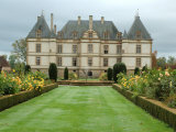 Buy Asters and Fountain in Garden of Chateau de Cormatin, Burgundy, France at AllPosters.com