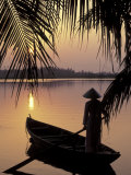 Evening View on the Mekong River, Mekong Delta, Vietnam Fotografie-Druck