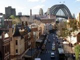 Historic Buildings and Sydney Harbor Bridge, The Rocks, Australia