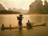 Fisherman in Bamboo Raft on the Li River, China