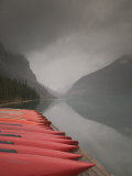 Red Canoes on Lake Louise, Banff National Park, Alberta, Canada
