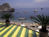 Buy View of Mazzaro Beach from Restaurant, Taormina, Sicily, Italy at AllPosters.com