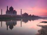 Taj Mahal From Along the Yamuna River at Dusk, India