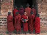 Buy Young Monks in Red Robes with Alms Woks, Myanmar at AllPosters.com
