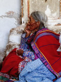 Buy Profile of Woman in Traditional Embroidered Dress at Mass, Yanque, Peru at AllPosters.com