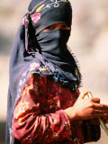 Portrait of Muslim Woman in Headscarf, Wadi Surdud, Yemen