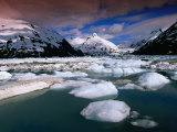 Icebergs and Mountains at Portage Lake, Portage Glacier Recreation Area, Anchorage, U.S.A.