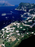 Capri Town, Port and Mt. Tiberio with Mainland in Distance, Capri, Italy